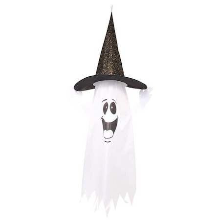 Fun World Fun World 5 ft. Prelit Ghost w/Witch Hat Halloween Decor 91969